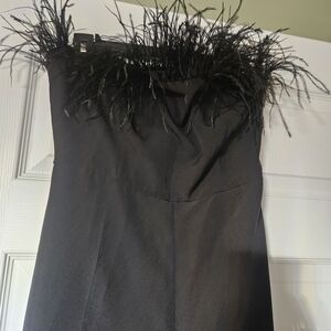 Sam Edelman Black Feather Trim Jumpsuit